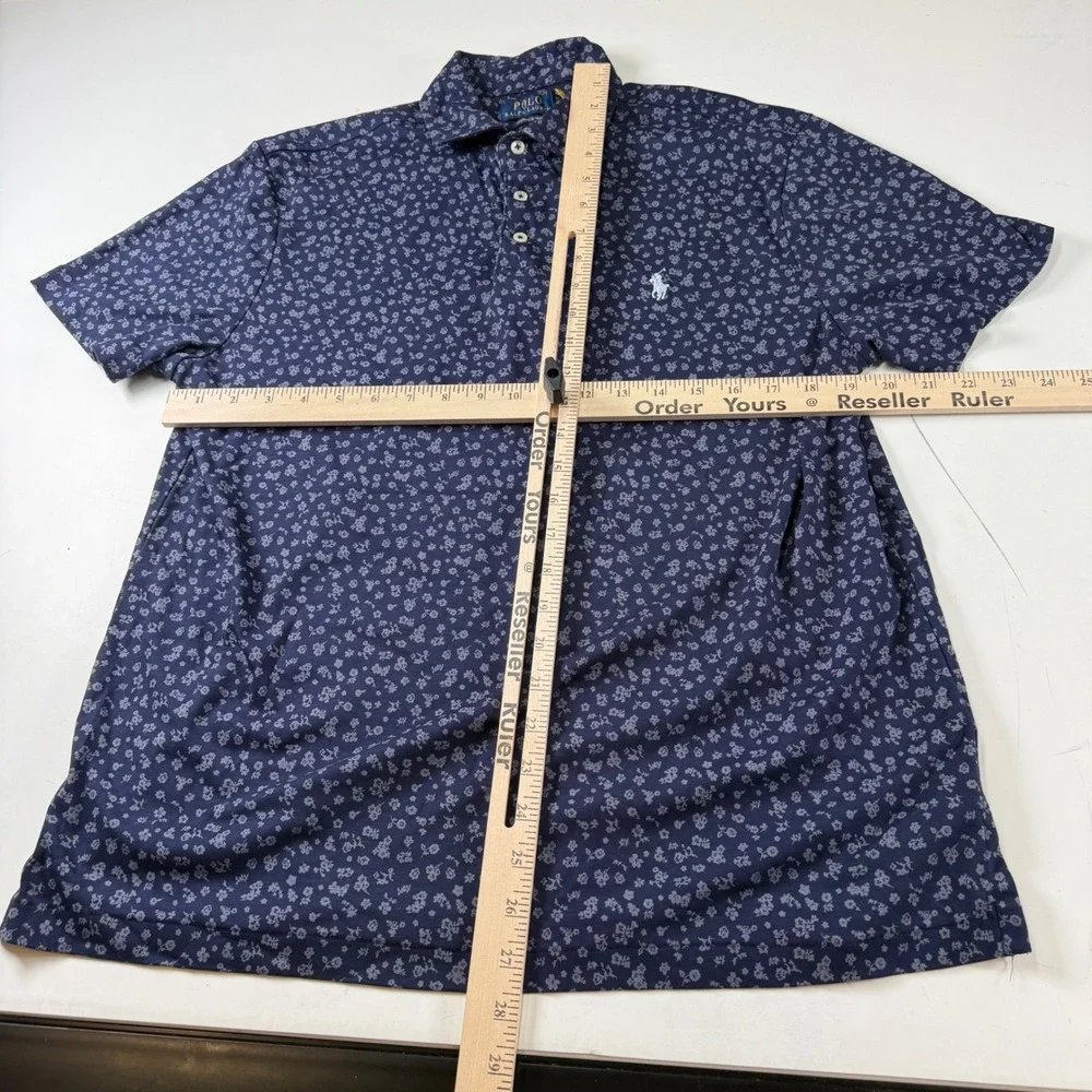Polo Ralph Lauren Custom Slim Fit Floral Print Polo Shirt Navy Blue Size Large